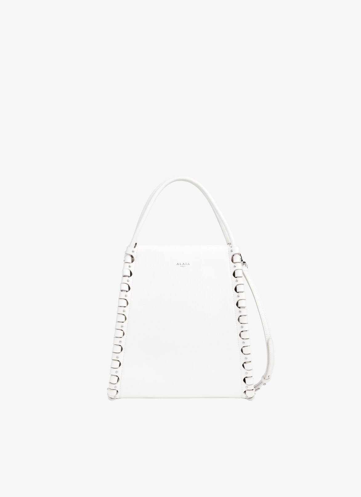 SMALL HINGE LEATHER BAG ALAÏA OPTIC WHITE SMALL HINGE LEATHER BAG